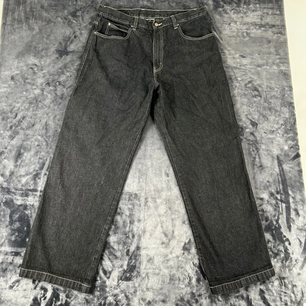 Rocawear Carpenter Jeans Mens 38x34 Black Baggy Contrast Stitch Vintage